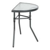 Masă semicirculară cu funcție Bion, Sticlă-metal, gri închis, 70x40x65 cm - Gri
