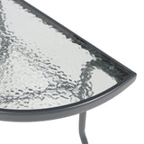 Masă semicirculară cu funcție Bion, Sticlă-metal, gri închis, 70x40x65 cm - Gri