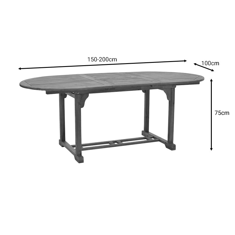 Masa Sopho extensibila lemn Natural de salcam, 200/150x100x75 cm