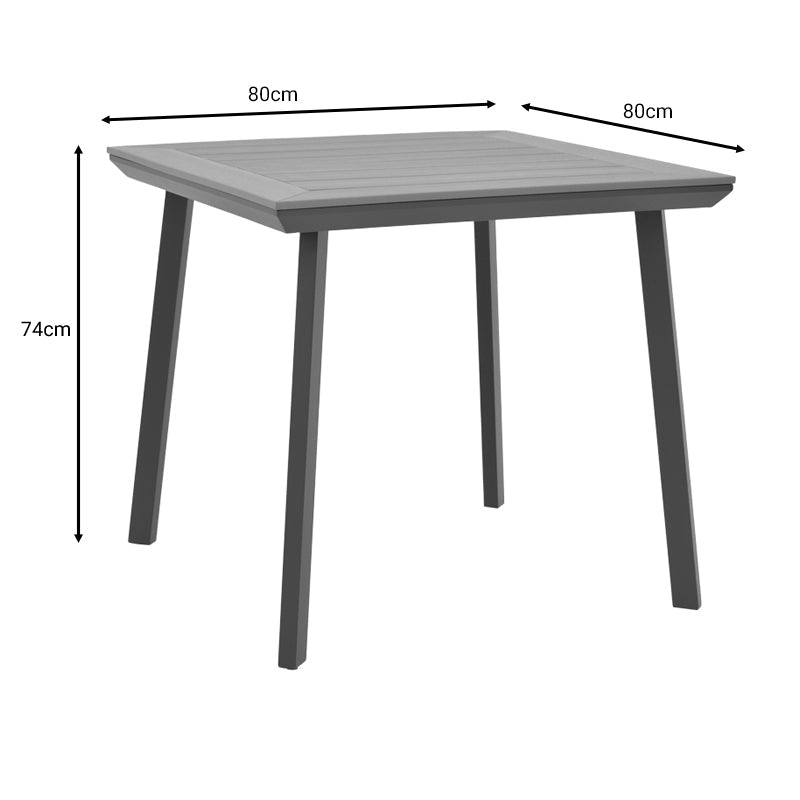 Masa Synergy aluminiu antracit-placaj, Natural, 80x80x74 cm