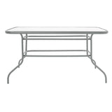 Masa Valor metal sticla, Maro - Alb, 140x80x70 cm - Gri