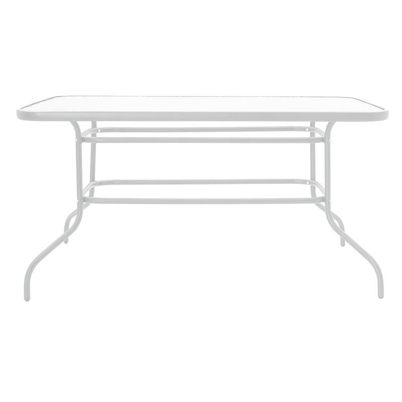 Masa Valor metal sticla, Maro - Alb, 140x80x70 cm - Alb