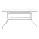 Masa Valor metal sticla, Maro - Alb, 140x80x70 cm - Alb
