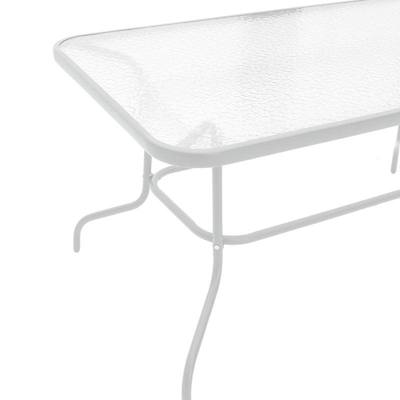 Masa Valor metal sticla, Maro - Alb, 140x80x70 cm - Alb