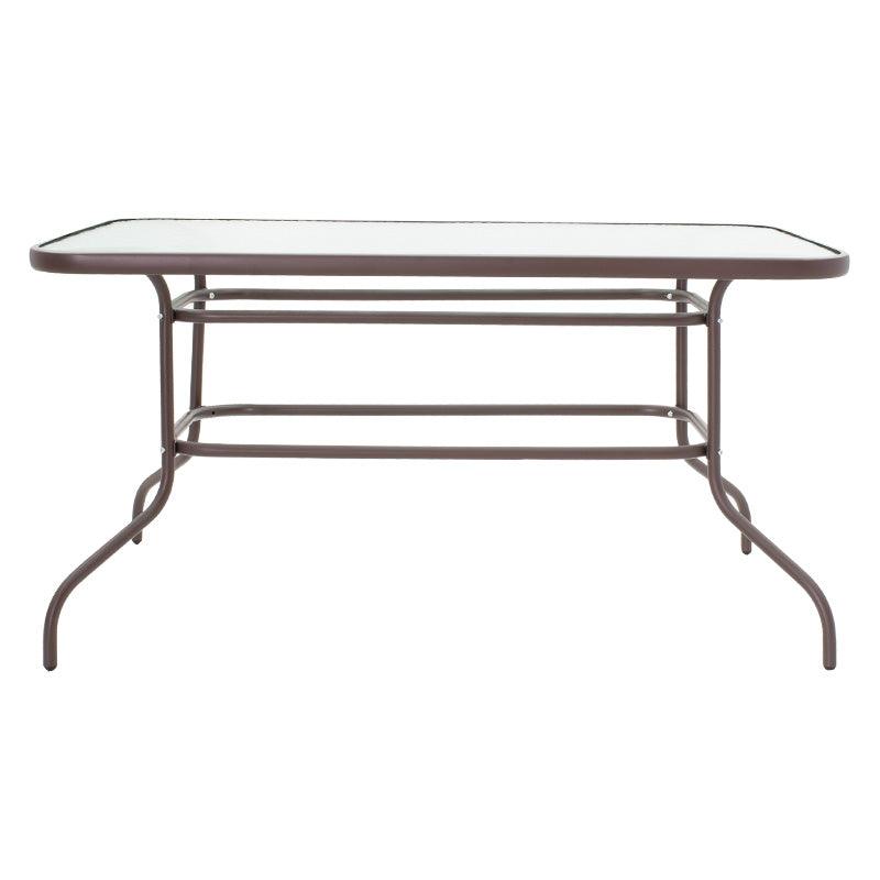 Masa Valor metal sticla, Maro - Alb, 140x80x70 cm - Maro