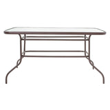 Masa Valor metal sticla, Maro - Alb, 140x80x70 cm - Maro