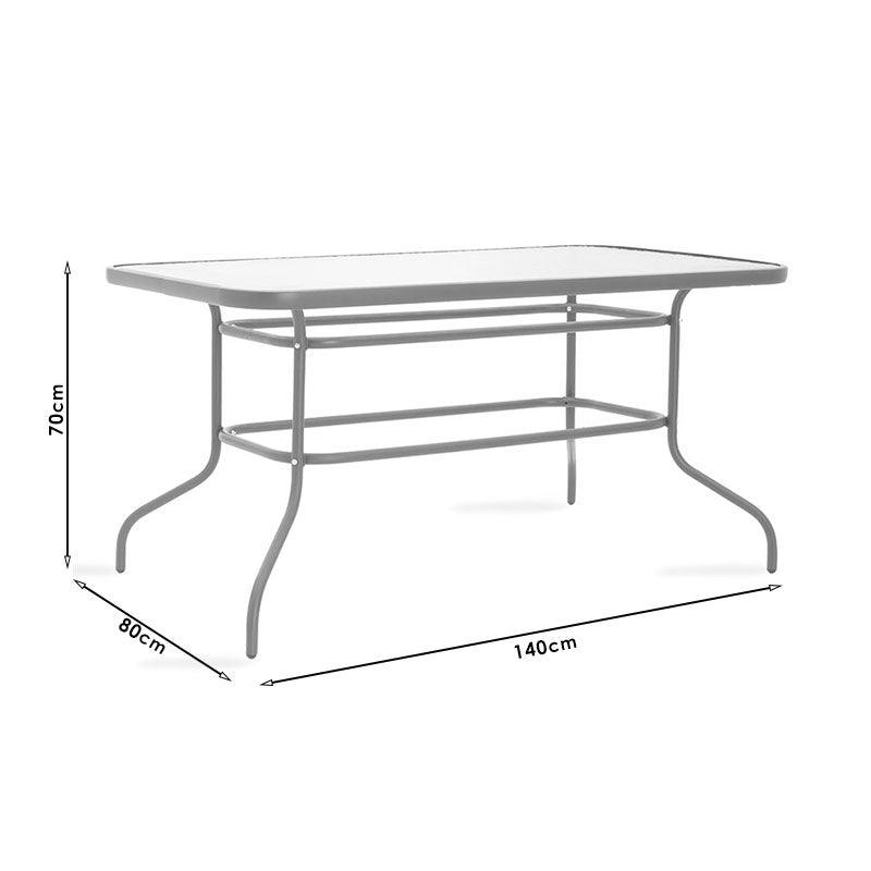 Masa Valor metal sticla, Maro - Alb, 140x80x70 cm - Maro