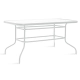 Masa Valor metal sticla, Maro - Alb, 140x80x70 cm - Alb