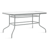 Masa Valor metal sticla, Maro - Alb, 140x80x70 cm - Gri