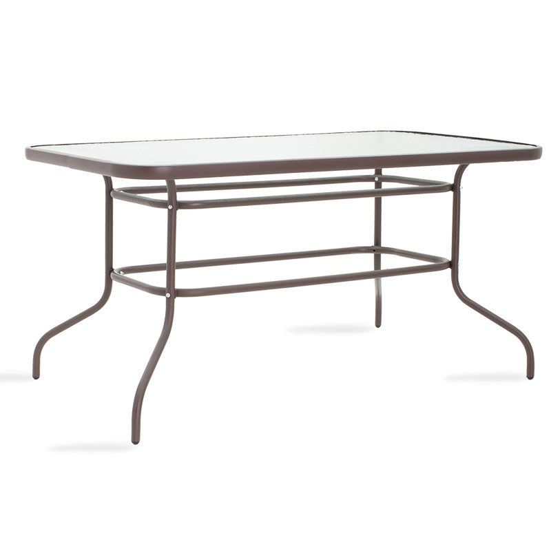 Masa Valor metal sticla, Maro - Alb, 140x80x70 cm - Masa Valor metal sticla, Maro - Alb, 140x80x70 cm