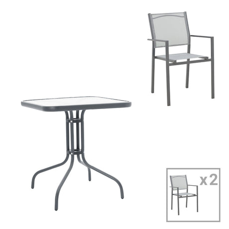 Masa Watson-Confidence set 3 metal, gri, 70x70x70 cm