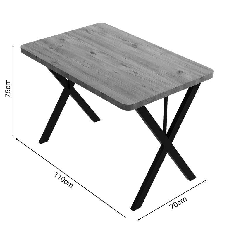 Masa Zeryin metal, Negru - Stejar, 70x110x75 cm - Stejar