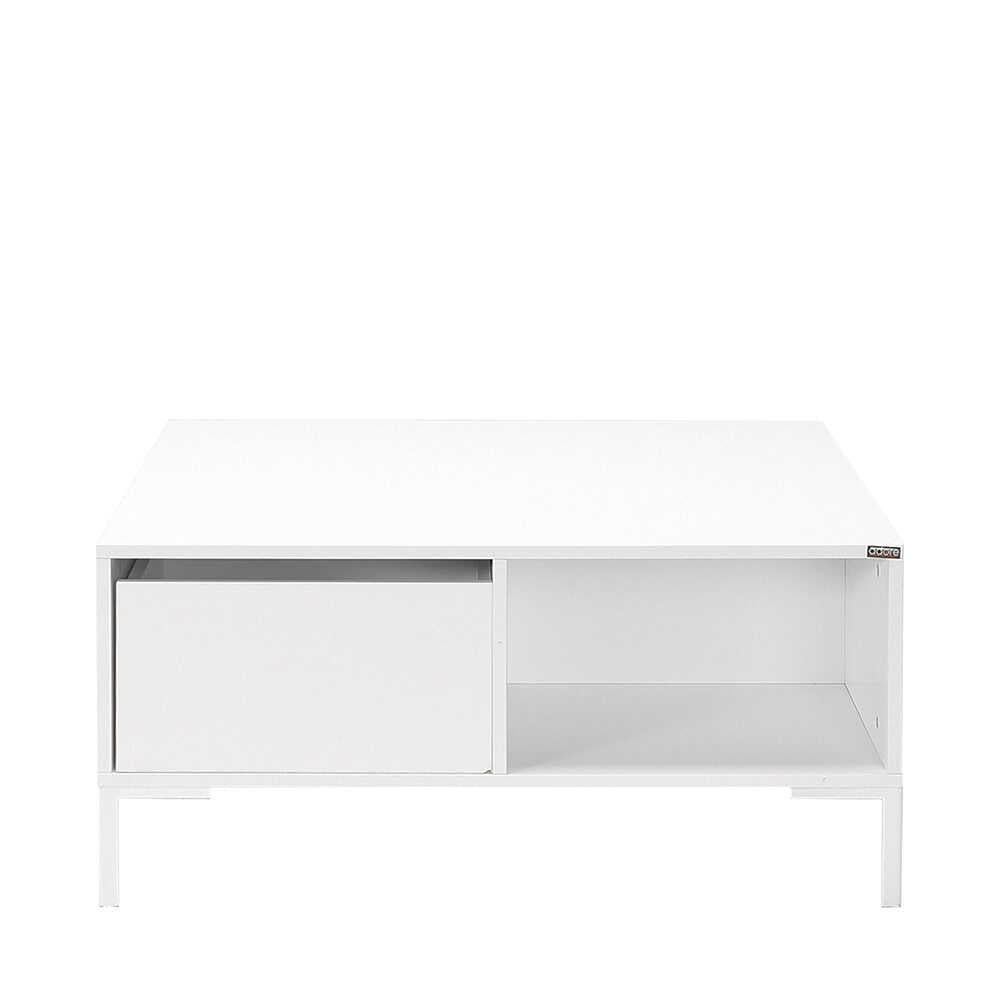Masuta Cafea SHP-660-DD-1 Home Collection® cu sertar si picioare metalice, Alb - Maro - Natur, 90x42x90 cm - Alb | SKU: SHP-660-DD-1, SHP-660-TT-1, SHP-660-OO-1