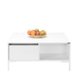 Masuta Cafea SHP-660-DD-1 Home Collection® cu sertar si picioare metalice, Alb - Maro - Natur, 90x42x90 cm - Alb | SKU: SHP-660-DD-1, SHP-660-TT-1, SHP-660-OO-1