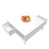 Masuta Cafea SHP-660-DD-1 Home Collection® cu sertar si picioare metalice, Alb - Maro - Natur, 90x42x90 cm - Alb | SKU: SHP-660-DD-1, SHP-660-TT-1, SHP-660-OO-1