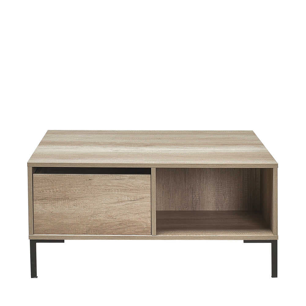 Masuta Cafea SHP-660-DD-1 Home Collection® cu sertar si picioare metalice, Alb - Maro - Natur, 90x42x90 cm - Natur | SKU: SHP-660-TT-1