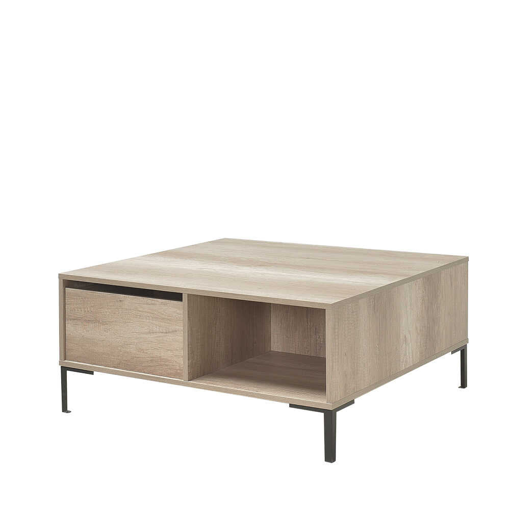 Masuta Cafea SHP-660-DD-1 Home Collection® cu sertar si picioare metalice, Alb - Maro - Natur, 90x42x90 cm - Natur | SKU: SHP-660-TT-1