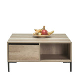Masuta Cafea SHP-660-DD-1 Home Collection® cu sertar si picioare metalice, Alb - Maro - Natur, 90x42x90 cm - Natur | SKU: SHP-660-TT-1