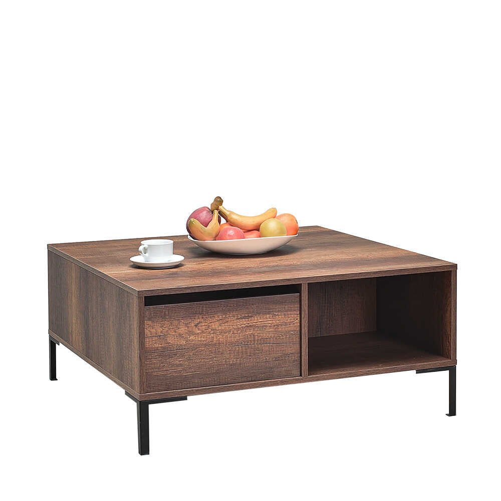 Masuta Cafea SHP-660-DD-1 Home Collection® cu sertar si picioare metalice, Alb - Maro - Natur, 90x42x90 cm - Maro | SKU: SHP-660-OO-1
