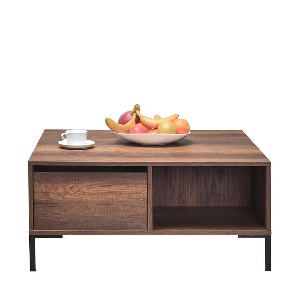 Masuta Cafea SHP-660-DD-1 Home Collection® cu sertar si picioare metalice, Alb - Maro - Natur, 90x42x90 cm - Maro | SKU: SHP-660-OO-1