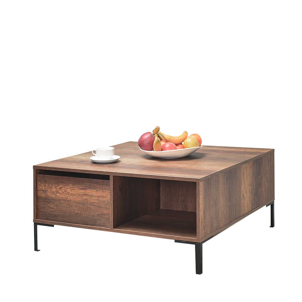 Masuta Cafea SHP-660-DD-1 Home Collection® cu sertar si picioare metalice, Alb - Maro - Natur, 90x42x90 cm - Maro | SKU: SHP-660-OO-1