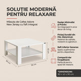 Masuta Cafea SHP-690-DD-1 Home Collection® New Jersey cu Raft, 90x42x90 cm - Alb | SKU: SHP-690-DD-1, SHP-690-TT-1, SHP-690-FF-1, SHP-690-OO-1