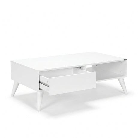 Masuta Cafea cu sertar SHP-655-DD-1 Home Collection® Living, Alb - Maro - Natur, 110x42x65 cm