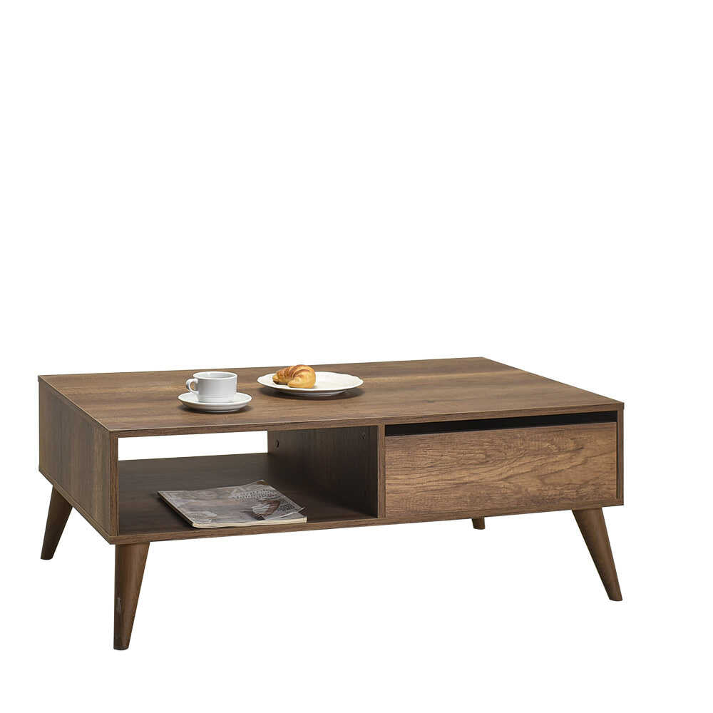Masuta Cafea cu sertar SHP-655-DD-1 Home Collection® Living, Alb - Maro - Natur, 110x42x65 cm - Maro | SKU: SHP-655-OO-1