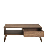 Masuta Cafea cu sertar SHP-655-DD-1 Home Collection® Living, Alb - Maro - Natur, 110x42x65 cm - Maro | SKU: SHP-655-OO-1