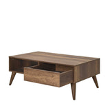 Masuta Cafea cu sertar SHP-655-DD-1 Home Collection® Living, Alb - Maro - Natur, 110x42x65 cm - Maro | SKU: SHP-655-OO-1