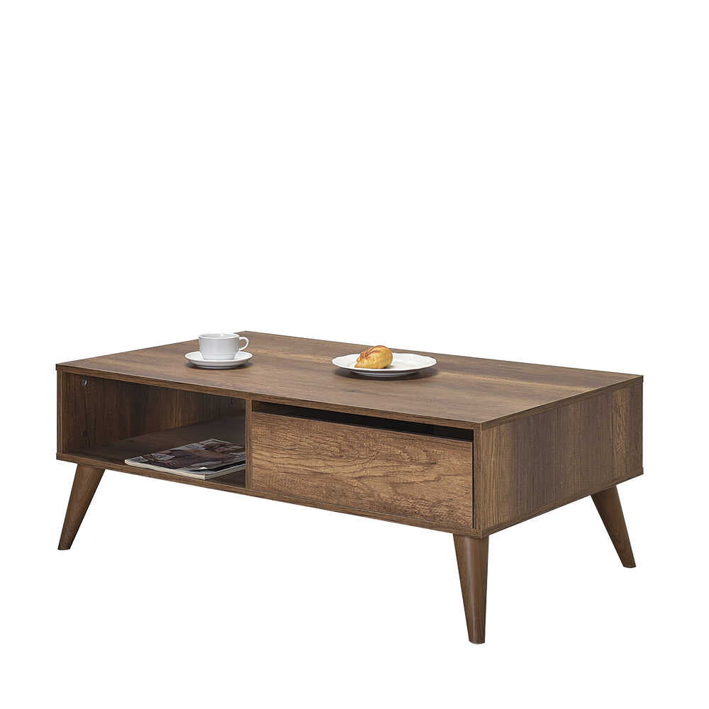Masuta Cafea cu sertar SHP-655-DD-1 Home Collection® Living, Alb - Maro - Natur, 110x42x65 cm - Maro | SKU: SHP-655-OO-1