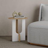 Masuta Cafea Lateral Luna Twist, Alb, 40x47x40 cm - stejar alb