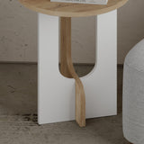 Masuta Cafea Lateral Luna Twist, Alb, 40x47x40 cm - stejar alb