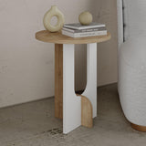 Masuta Cafea Lateral Luna Twist, Alb, 40x47x40 cm - stejar alb