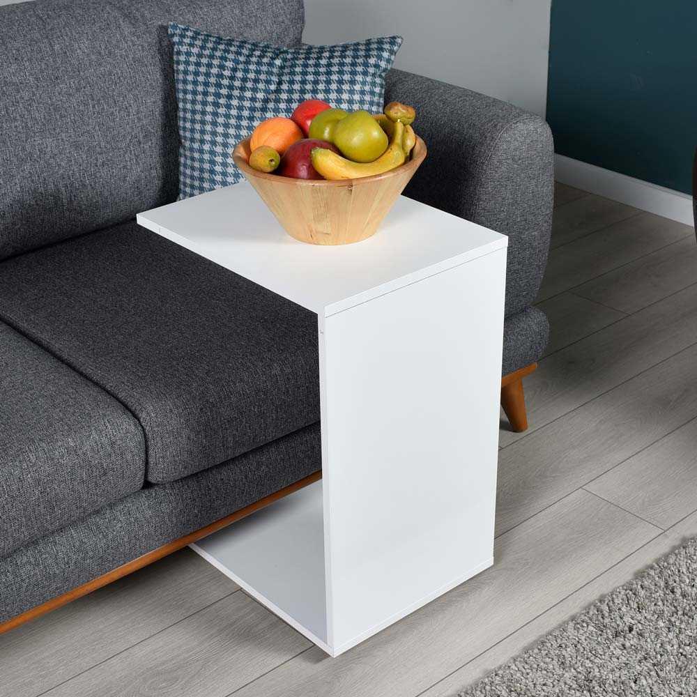 Masuta Cafea Laterala SHP-108-PP-1 Home Collection® C shape cu roti, Alb - Nuc - Stejar - Mov, 35x65x45 cm - Alb | SKU: SHP-108-PP-1, SHP-108-OO-1, SHP-108-FF-1, SHP-108-UU-1