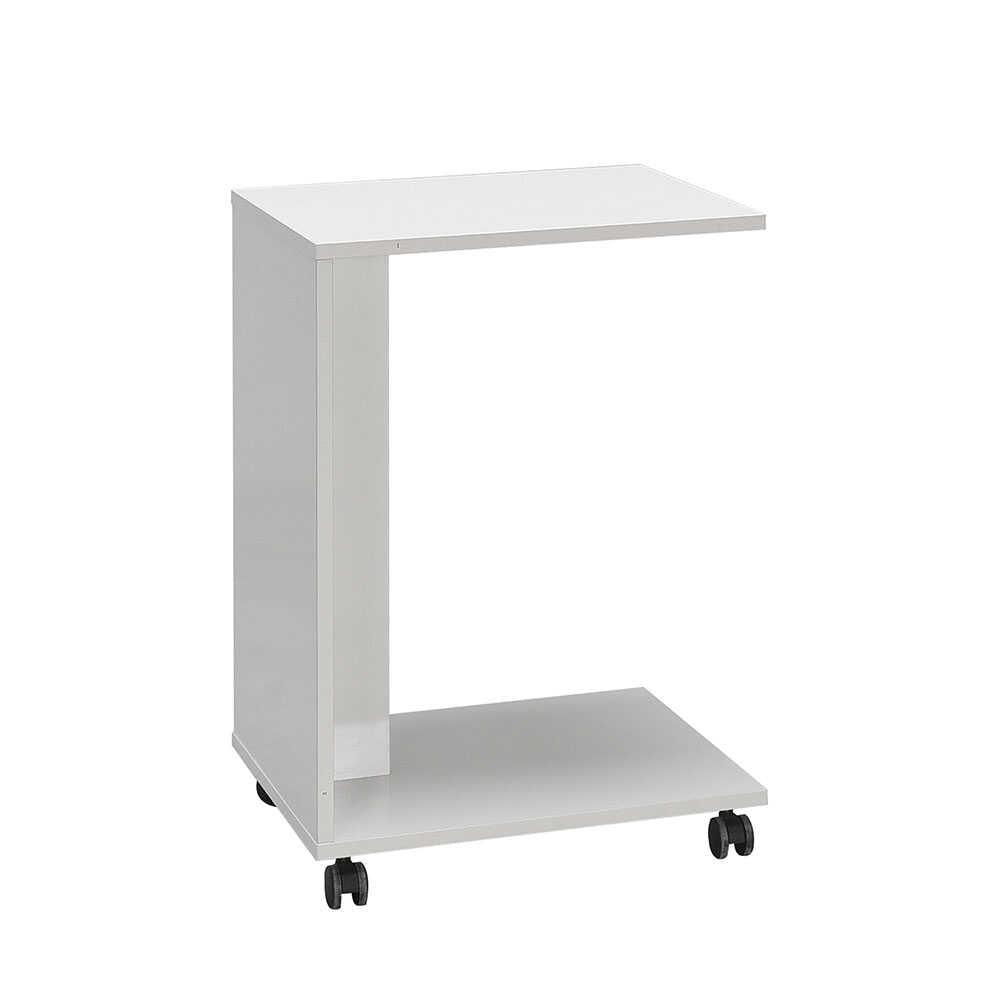 Masuta Cafea Laterala SHP-108-PP-1 Home Collection® C shape cu roti, Alb - Nuc - Stejar - Mov, 35x65x45 cm - Alb | SKU: SHP-108-PP-1, SHP-108-OO-1, SHP-108-FF-1, SHP-108-UU-1