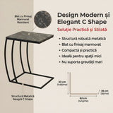 Masuta Cafea Laterala SHP-908-QQ-1 Home Collection® C shape, 50x62x35 cm - Antracit | SKU: SHP-908-QQ-1