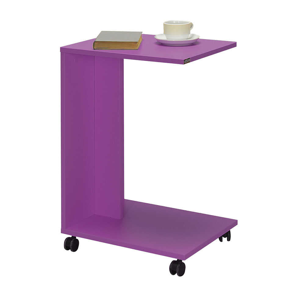 Masuta Cafea Laterala SHP-108-PP-1 Home Collection® C shape cu roti, Alb - Nuc - Stejar - Mov, 35x65x45 cm - Mov | SKU: SHP-108-PP-1, SHP-108-OO-1, SHP-108-FF-1, SHP-108-UU-1