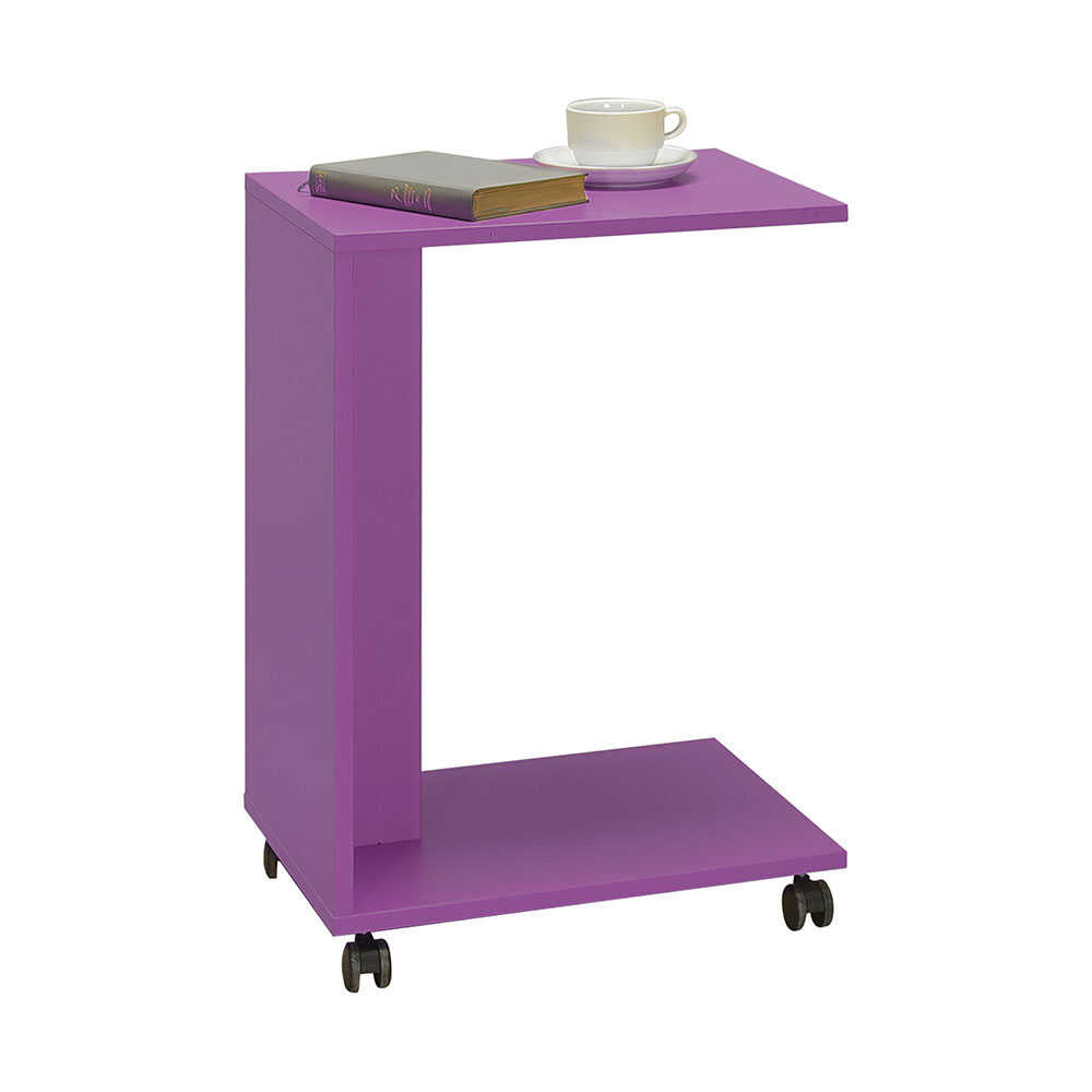 Masuta Cafea Laterala SHP-108-PP-1 Home Collection® C shape cu roti, Alb - Nuc - Stejar - Mov, 35x65x45 cm - Mov | SKU: SHP-108-PP-1, SHP-108-OO-1, SHP-108-FF-1, SHP-108-UU-1