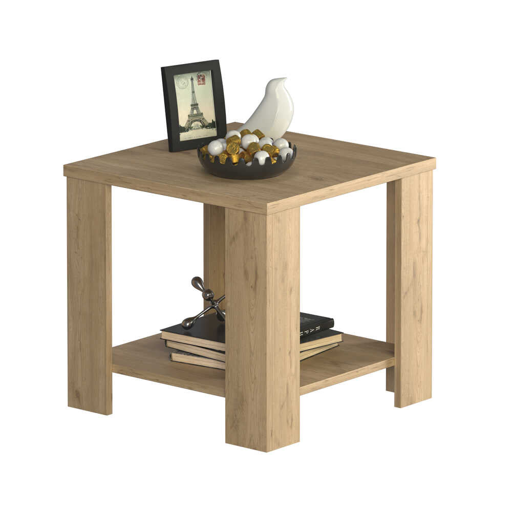 Masuta Cafea Laterala SHP-550-FF-1 Home Collection® New Line, Maro - Natur - Stejar, 50x48x50 cm - Stejar | SKU: SHP-550-FF-1