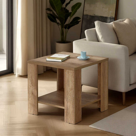 Masuta Cafea Laterala SHP-550-FF-1 Home Collection® New Line, Maro - Natur - Stejar, 50x48x50 cm