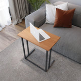 Masuta Cafea Laterala Landhot cadru Metal, Nuc - Stejar, 60x73x40 cm - Nuc