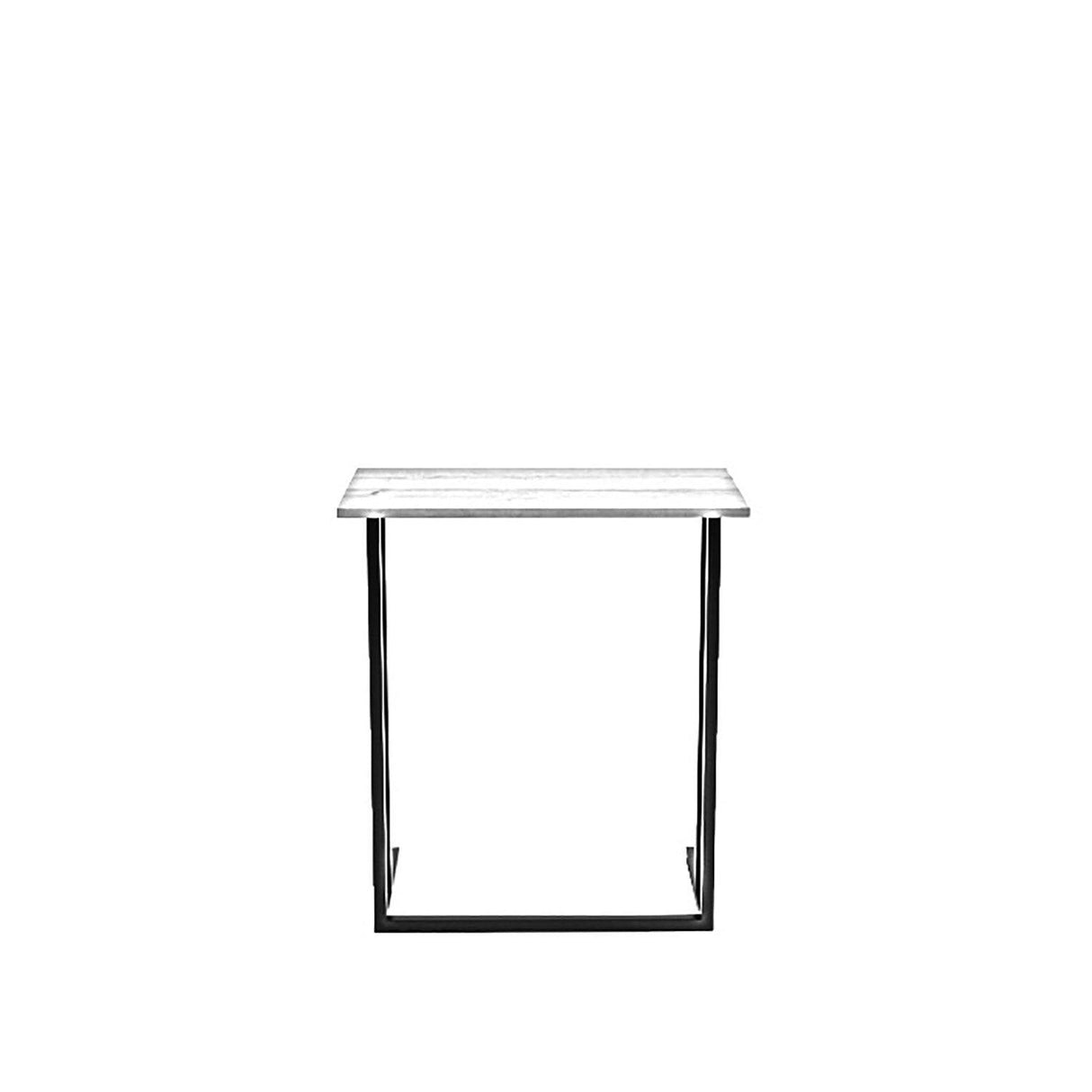 Masuta Cafea Laterala Landhot cadru Metal, Nuc - Stejar, 60x73x40 cm - Nuc