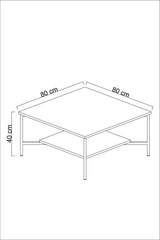 Masuta Cafea, PAL Melaminat / Metal, Gold Line, Negru / Auriu, 80x80x40 cm - Negru