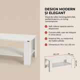 Masuta Cafea Rectangular SHP-695-DD-1 Home Collection® Living, Alb - Maro, 110x42x65 cm - Masuta Cafea Rectangular Adore Living, Alb, 110 x 42 x 65 Cm | SKU: SHP-695-DD-1, SHP-695-OO-1