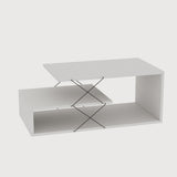 Masuta de cafea Cayenne, Alb - Gri - Crem, 100x40x50 cm - Alb
