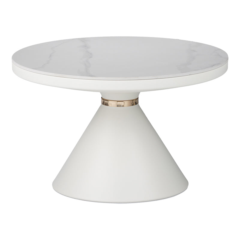 Masuta de cafea Coozlin metal marmura, alba, D70x40 cm
