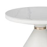 Masuta de cafea Coozlin metal marmura, alba, D70x40 cm