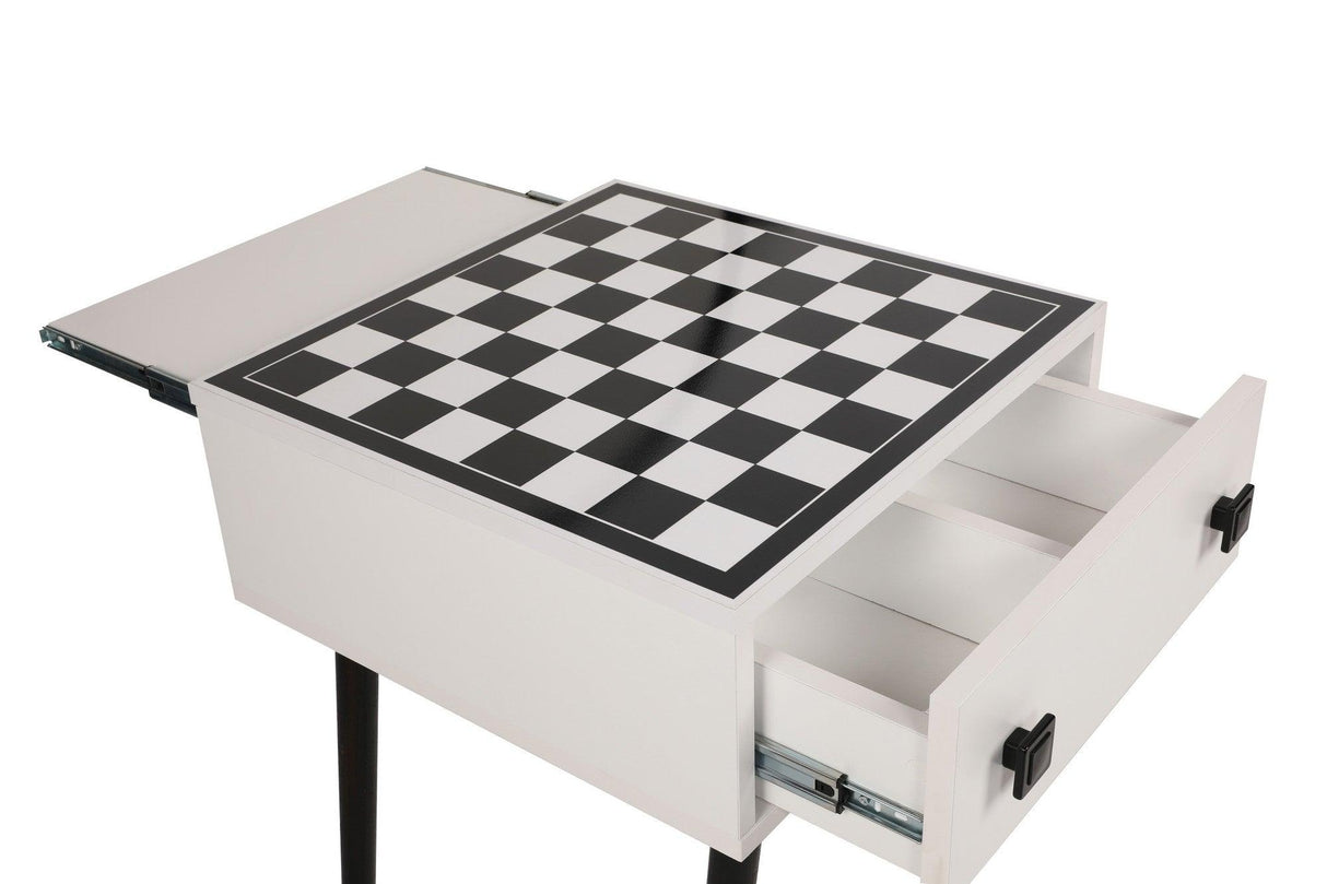 Masuta de cafea cu Design de Masa Sah, White, Alb, 50x60x50 cm