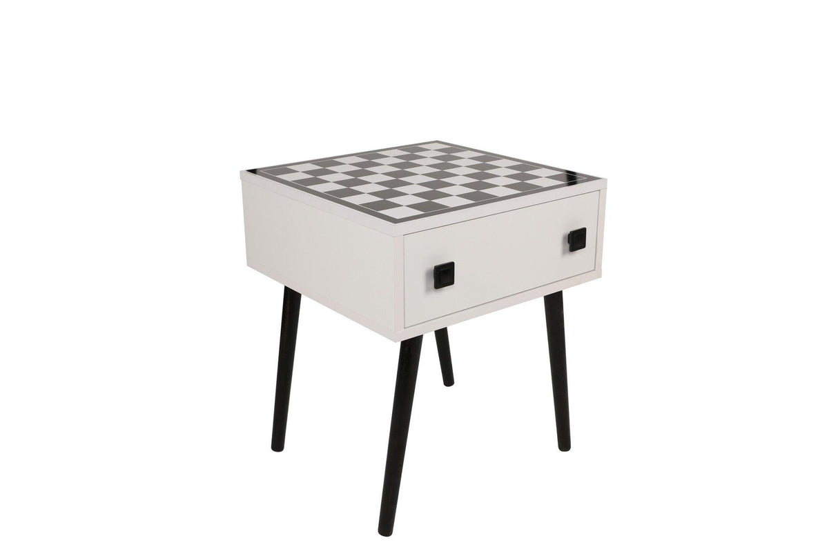 Masuta de cafea cu Design de Masa Sah, White, Alb, 50x60x50 cm